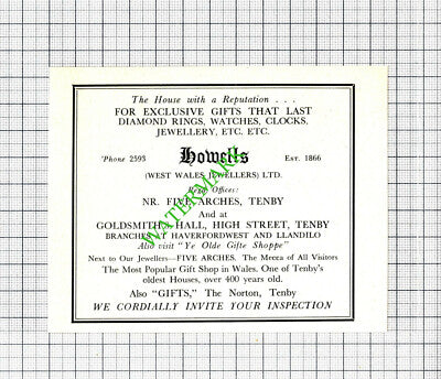 Fishguard Motors Ltd Howard Vaughan / Howells Tenby Advert - c.1960 Cutting