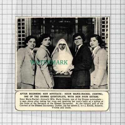 C3981) Soeur Marie Rachel Marie Dionne Quintuplets Nun - 1954 Cutting