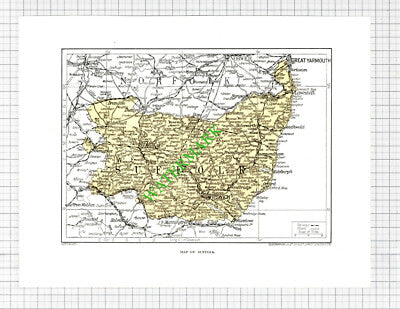 Map Of Suffolk - 1920's Cutting / Print