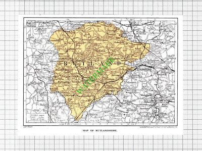 Map of Rutlandshire - 1920's SMALL Cutting