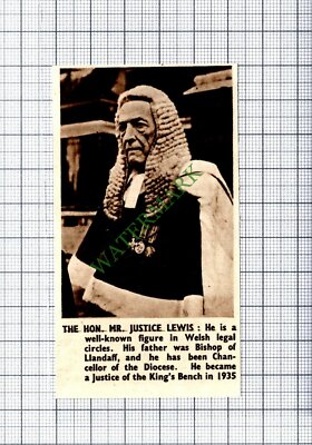 The Hon Mr Justice Lewis Judge Llandaff Wales -1947 Cutting
