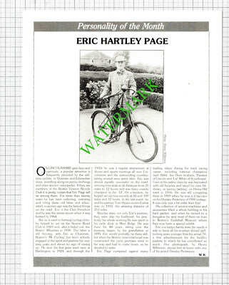 Eric Hartley Page Boston Vintage Cycling Club Lincolnshire - 1984 Article