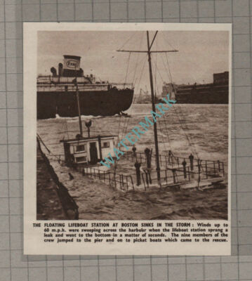 C3364) Floating Lifeboat Station At Boston Sinks In Storm - 1950 Clip