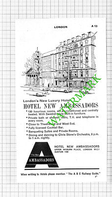 Hotel New Ambassadors London WC1 Advert - 1964 Cutting