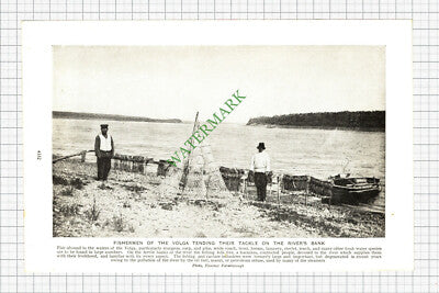 River Volga Fishermen Russia - c.1930s Cutting / Print