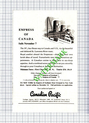 Canadian Pacific Empress of Canada Ship Advert - 1950 Cutting