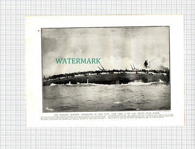 X1245) BLUCHER Ship Sinking World War WW1 - c.1918 Print / Cutting