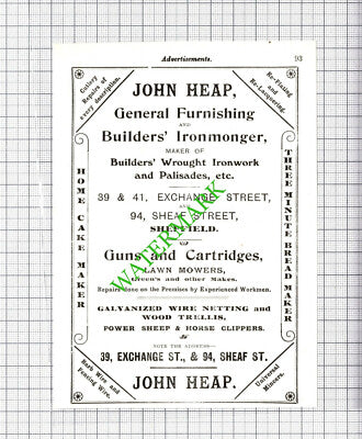 John Heap Sheaf Street Sheffield Small Advert - 1907 Cutting