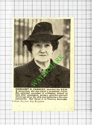 Margaret M Cangley Victoria Australia WW2 Award - 1943 SMALL Cutting