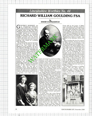 Richard William Goulding Goulding's Bookshop Louth Lincolnshire - 1984 Article