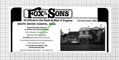 Secmaton Farm Dawlish Devon House Sale Advert - 1980 Cutting