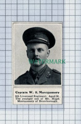 C4786) Captain W S Montgomery 6th Liverpool Bromborough WW1 - 1915 SMALL Clip
