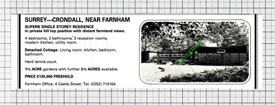 Crondall Surrey House Sale Advert - 1980 Cutting