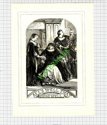 All's Well That Ends Well William Shakespeare - c.1880 Print / Cutting