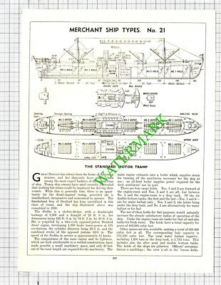 Motor Tramp Steamer Ship PEEBLES Doxford Sunderland - 1930s Cutting