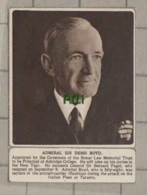 C1435) Admiral Sir Denis Boyd Ashridge College Illustrious Taranto - 1949 Clip