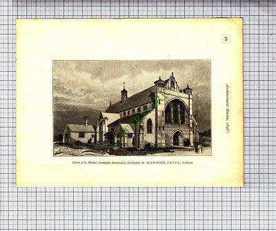 9368) Church St Michael Southfields Wandsworth Edward Mountford 1896 Book Print