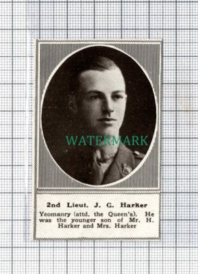 C5169) 2nd Lieut J G Harker Yeomanry - 1918 SMALL Clip