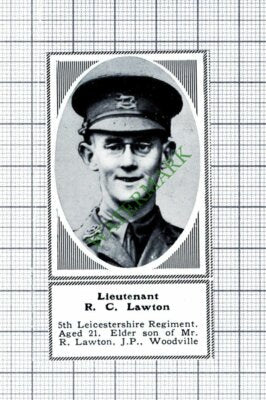 Lt R C Lawton 5th Leicestershire Regiment Woodville - 1915 Small Cutting