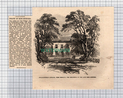 C5215) Miss Mitford Author Death Swallowfield Cottage Reading - 1855 Clip