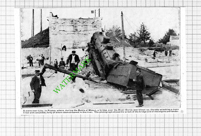 Lizy France Bridge Train Wreck WW1 - 1914 Cutting