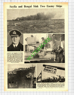 HMS Scylla Ship Capt MacIntyre HMIS Bengal WW2 - 1943 Cutting