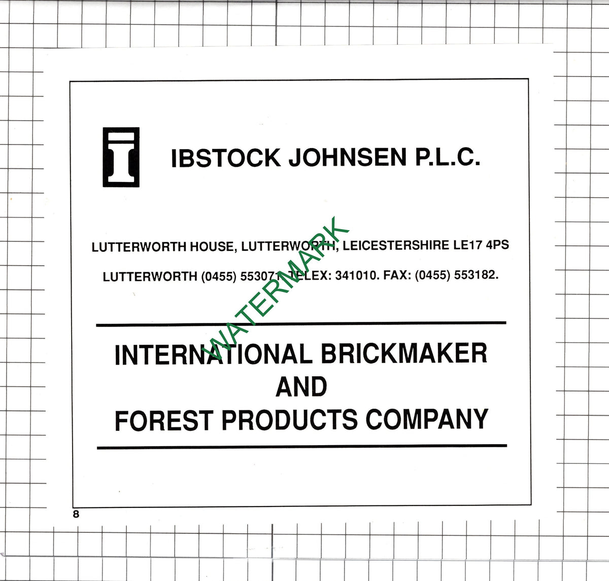 Ibstock Johnsen PLC Lutterworth House Lutterworth Leicestershire - 1990 Advert