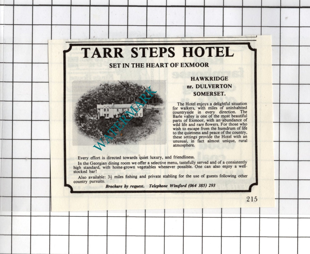 Tarr Steps Hotel Hawkridge Somerset - 1979 Small Advert