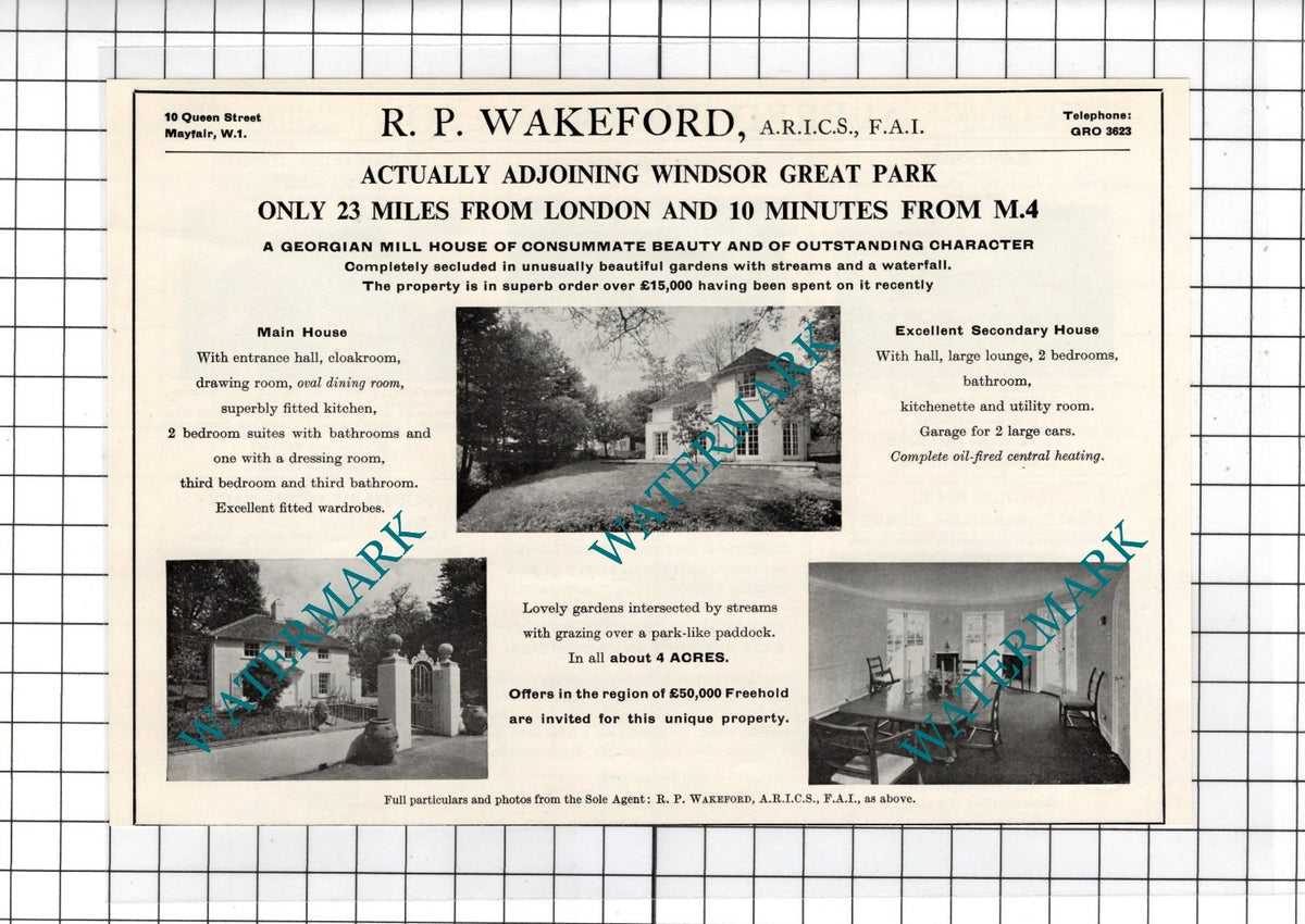 Windsor Berkshire - 1967 Mill House Sale Advert