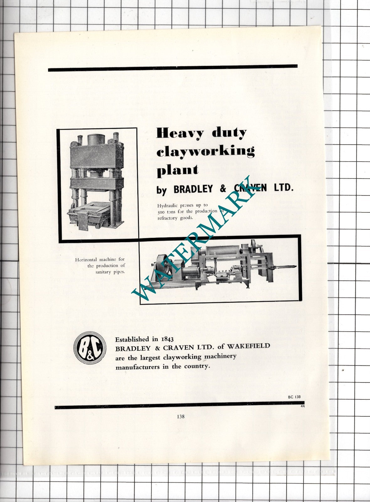 Bradley & Craven Ltd Wakefield Yorkshire - c.1962 Advert