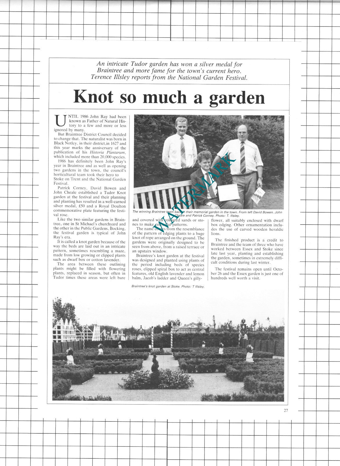 Patrick Corney David Bowen John Cheale Braintree Essex Garden - 1986 Article