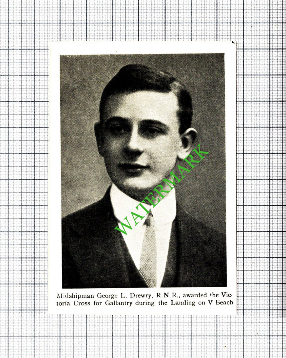 Midshipman George Drewry RNR Great War WW1 - c.1920 Small Cutting