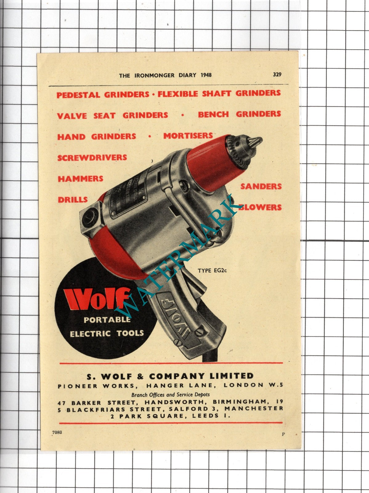William Ridgway & Sons Ltd Sheffield / S Wolf & Company Ltd London - 1948 Advert