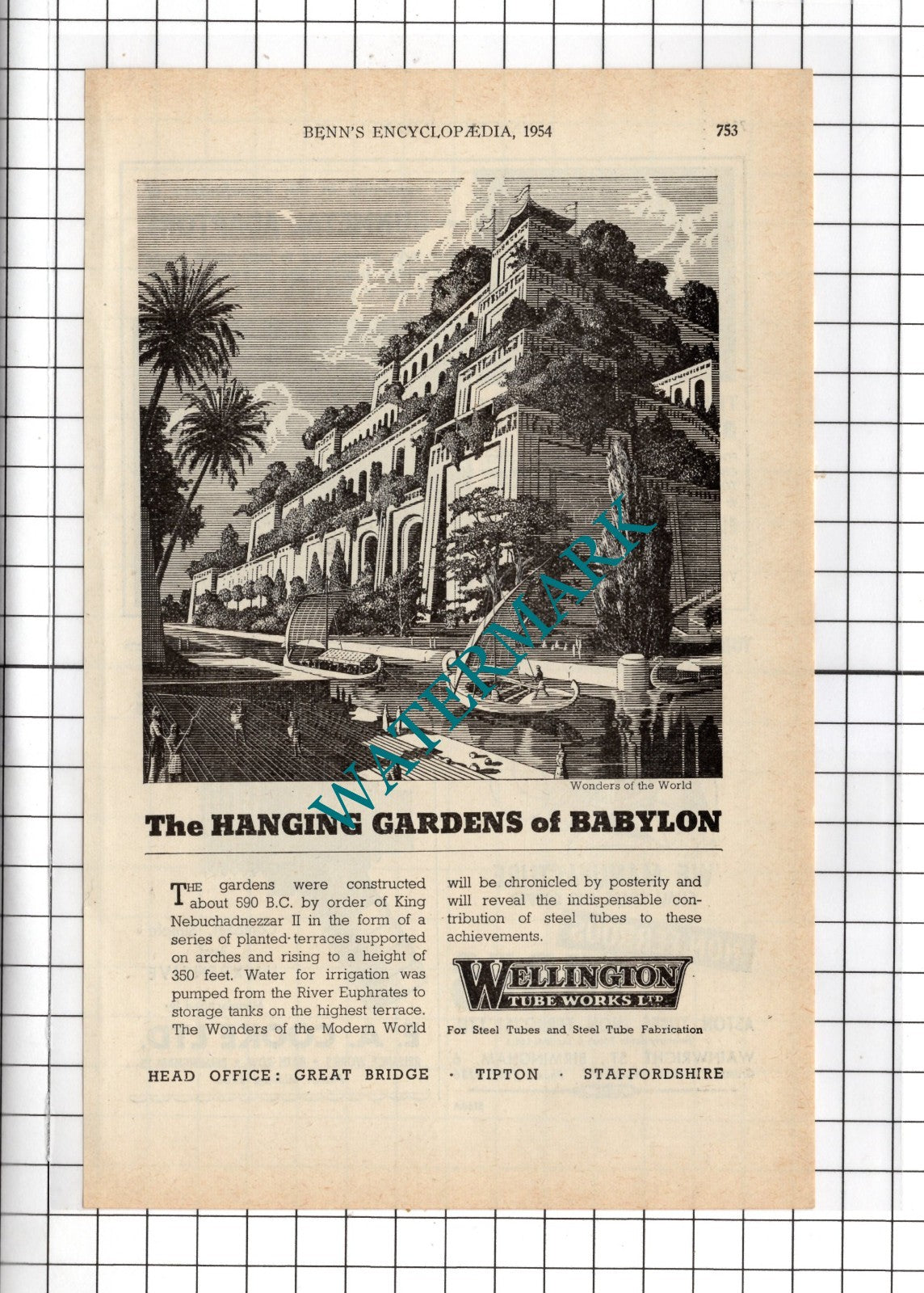Wellington Tube Works Ltd Tipton Staffordshire Babylon - 1954 Advert