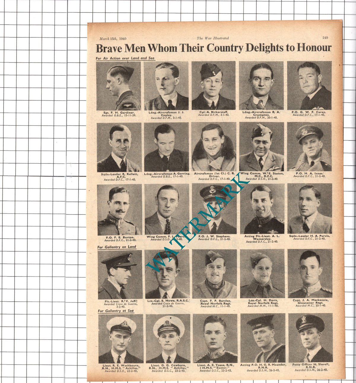 Gorring Womersley Slavell Toase Washbourn Cowburn Staton - 1940 Clipping/ Print