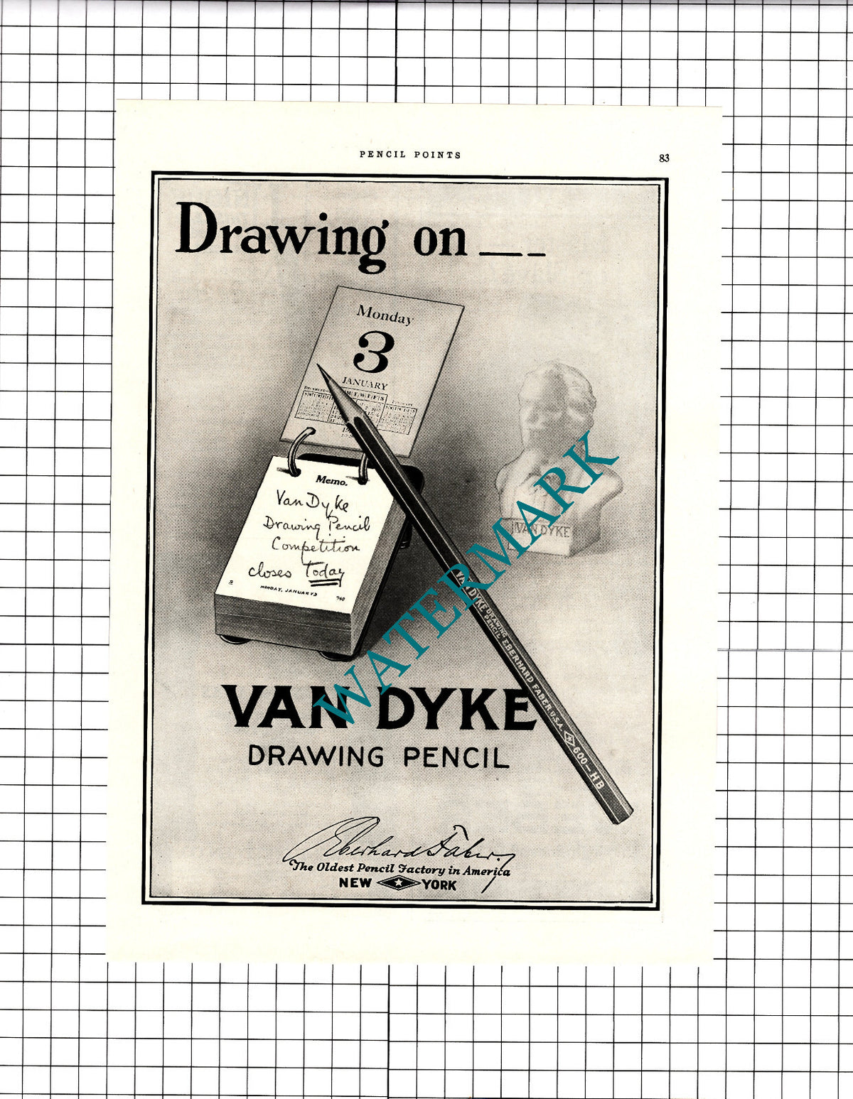 Van Dyke Pencil Eberhard Faber New York - 1926 Advert / Print