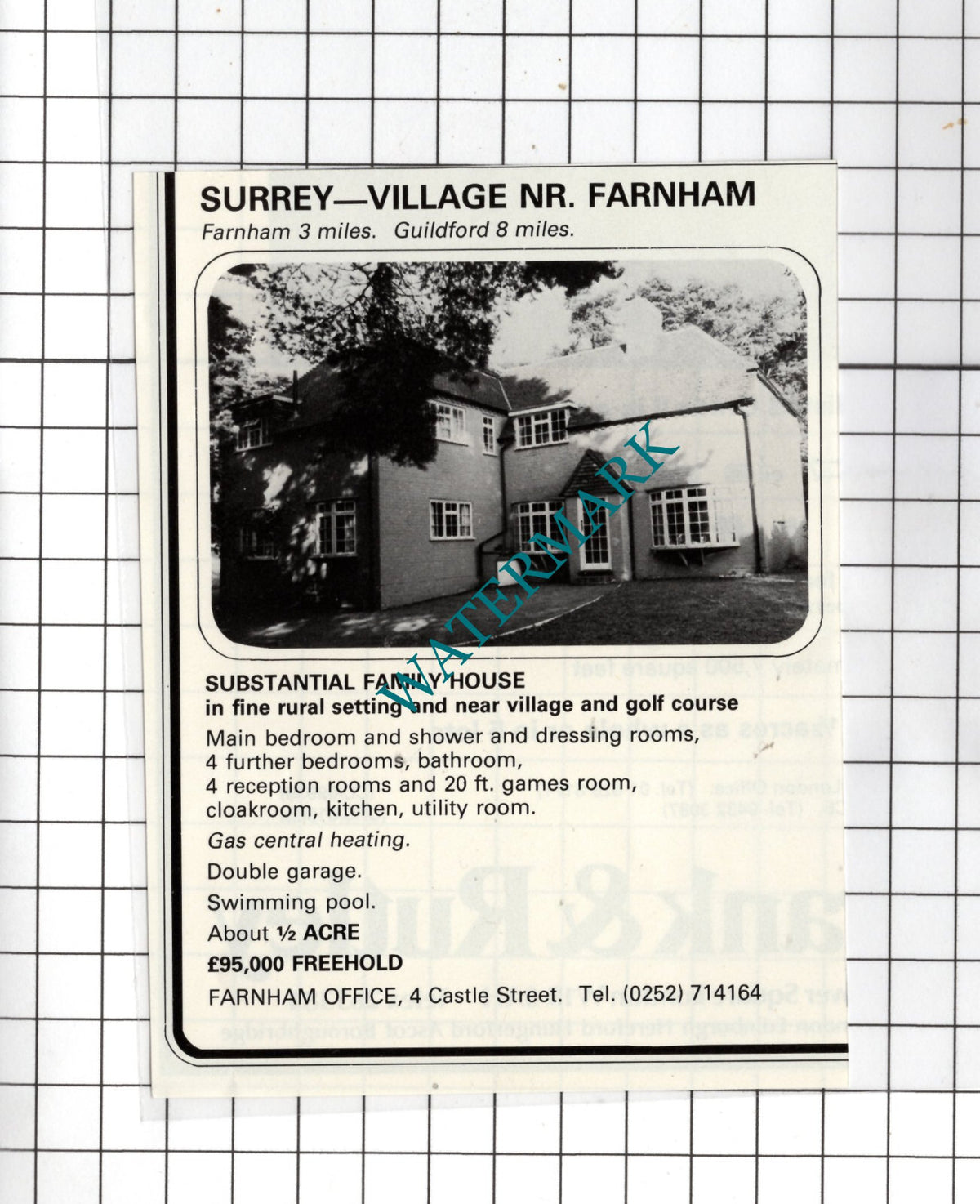 Farnham Surrey - 1980 Small House Sale Advert