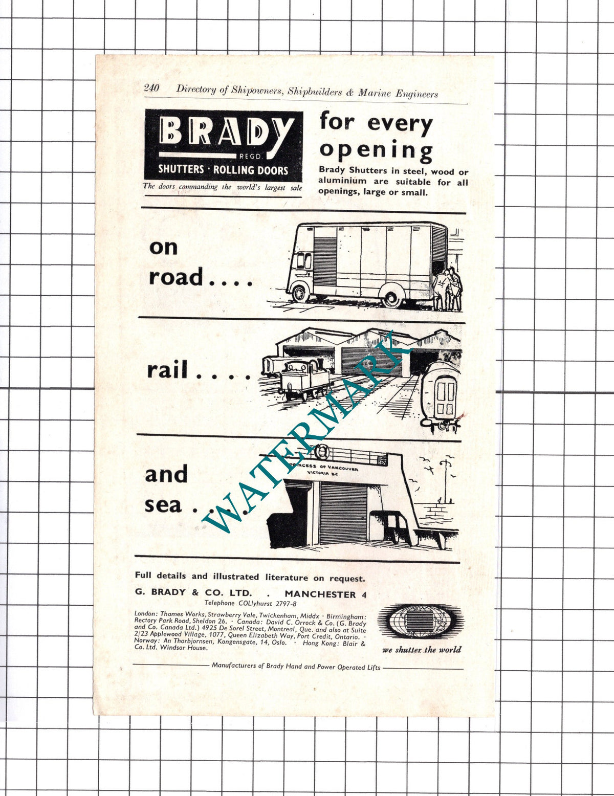 Richard Klinger Ltd Sidcup Kent / G Brady & Co Manchester ADVERT - c.1957