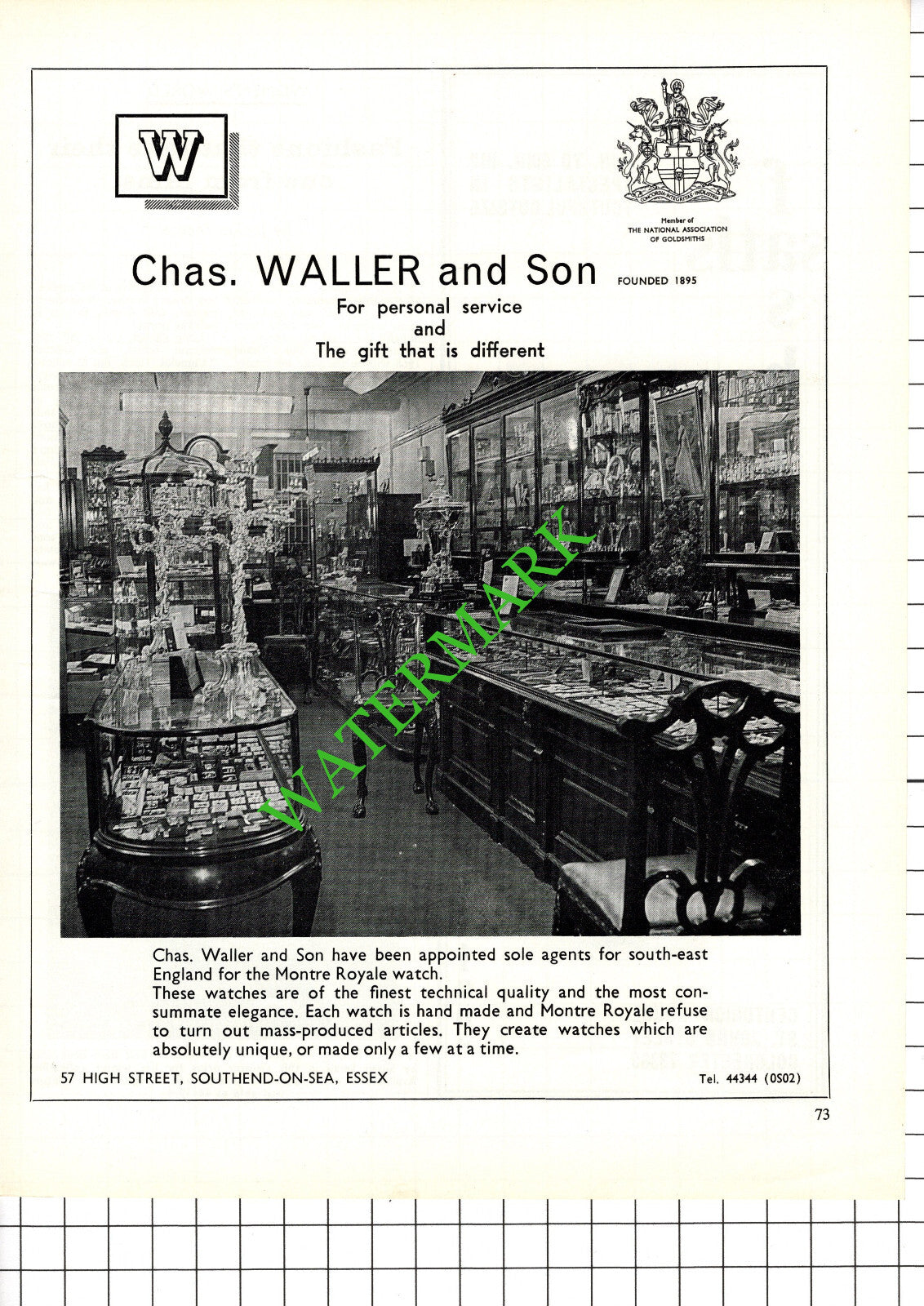 Chas Waller and Son Southend Essex Jewellers- 1968 Article