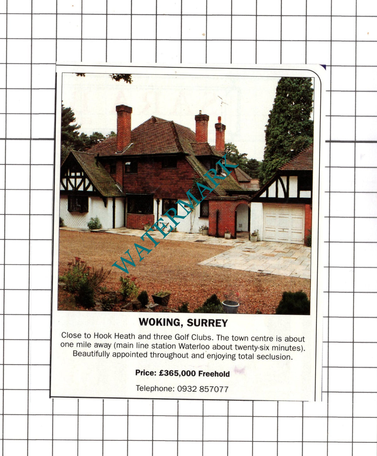 Woking Surrey House Sale Advert - 1990 Clipping / Print