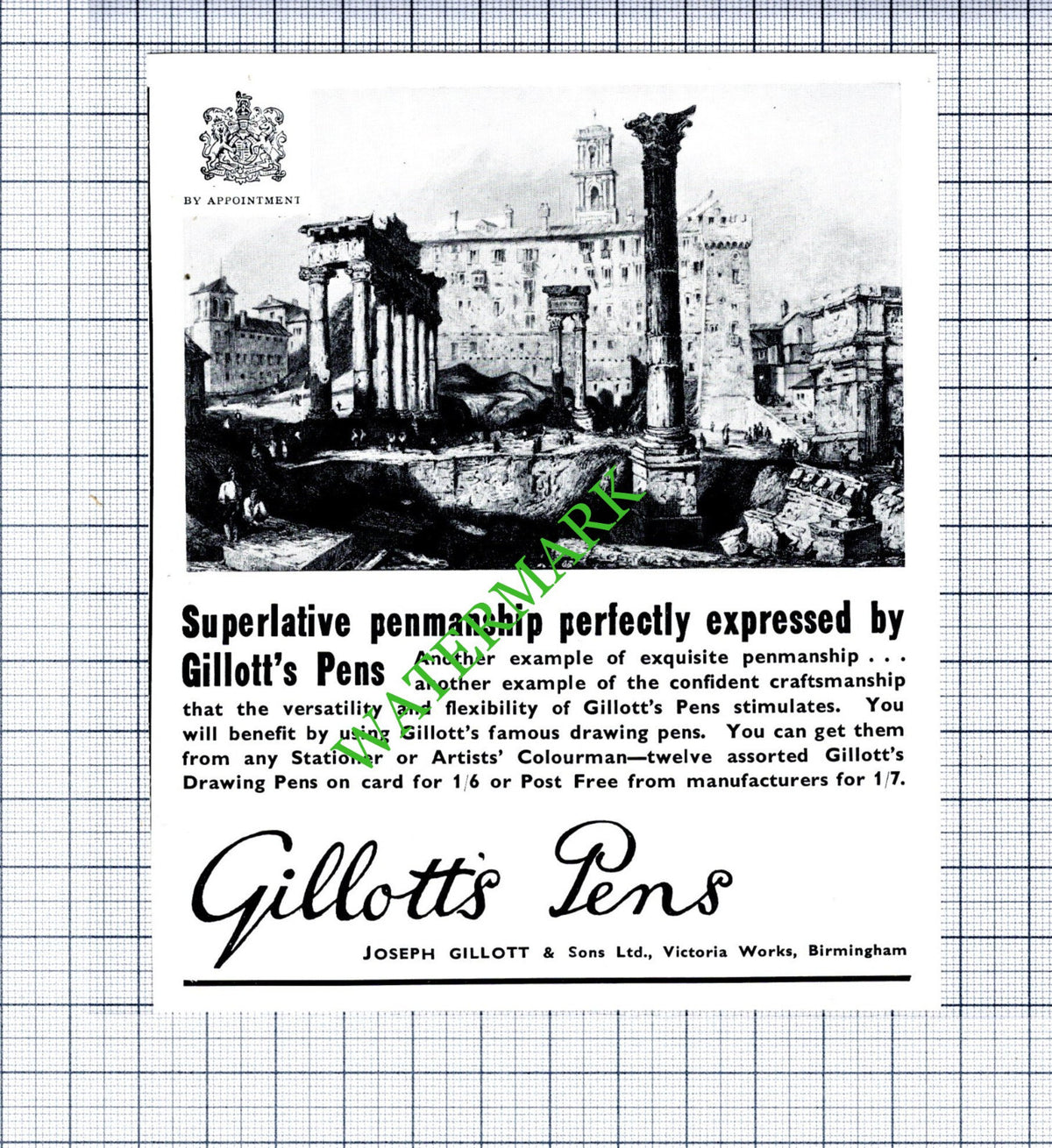 Gillott's Pens Joseph Gillott Advert -1930's Cutting / Print