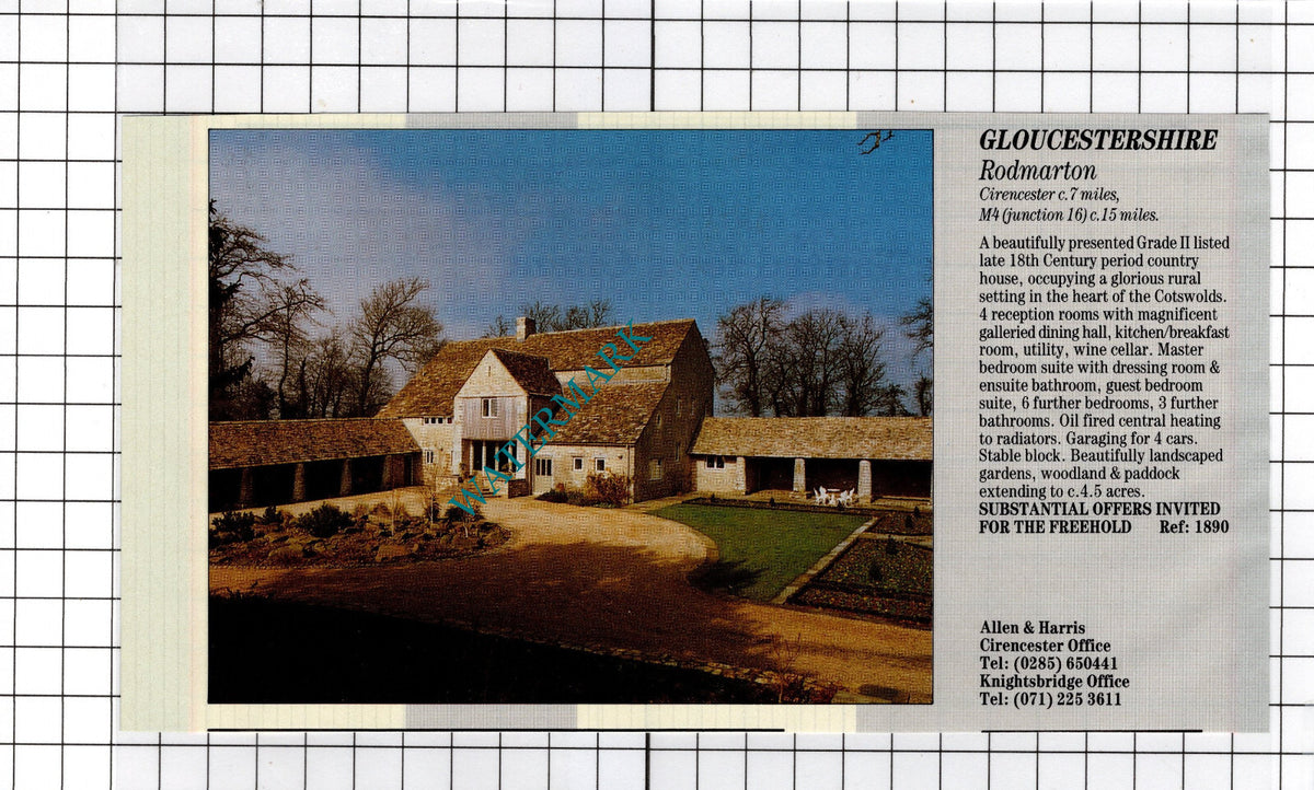 Rodmarton Gloucestershire - 1991 House Sale Advert