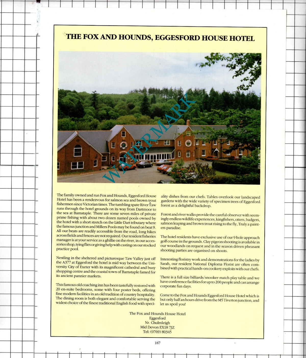 The Fox and Hounds Hotel Eggesford Devon - 1991 Advert