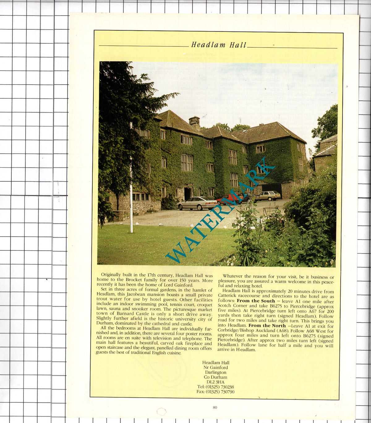 Headlam Hall Darlington Durham Advert - 1995 Cutting