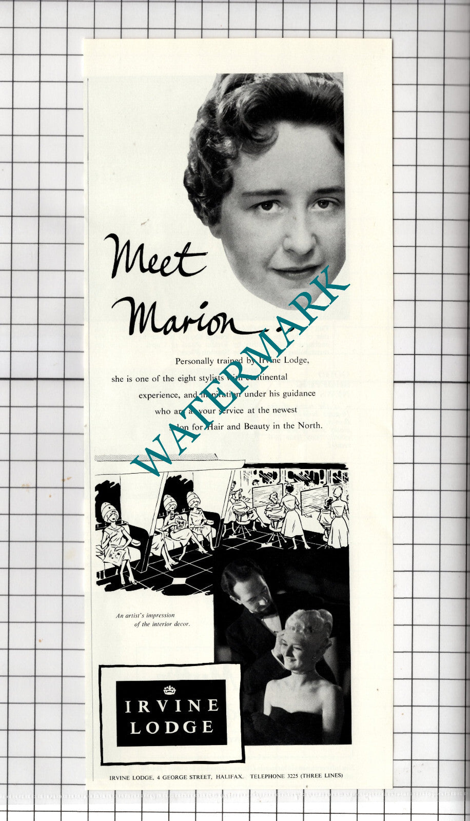 Irvine Lodge Hair Salon Halifax Yorkshire Marion - 1957 Advert