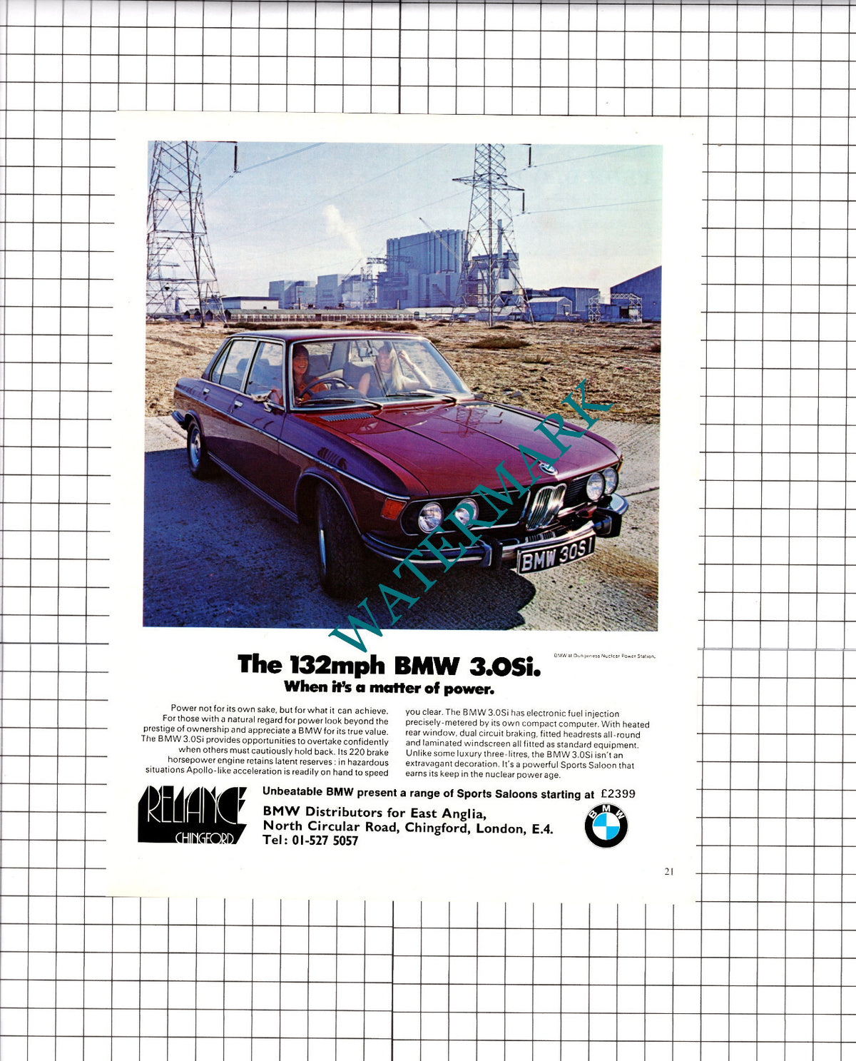 BMW 3.0Si ADVERT Dungeness Power Station - 1973 Clipping / Print