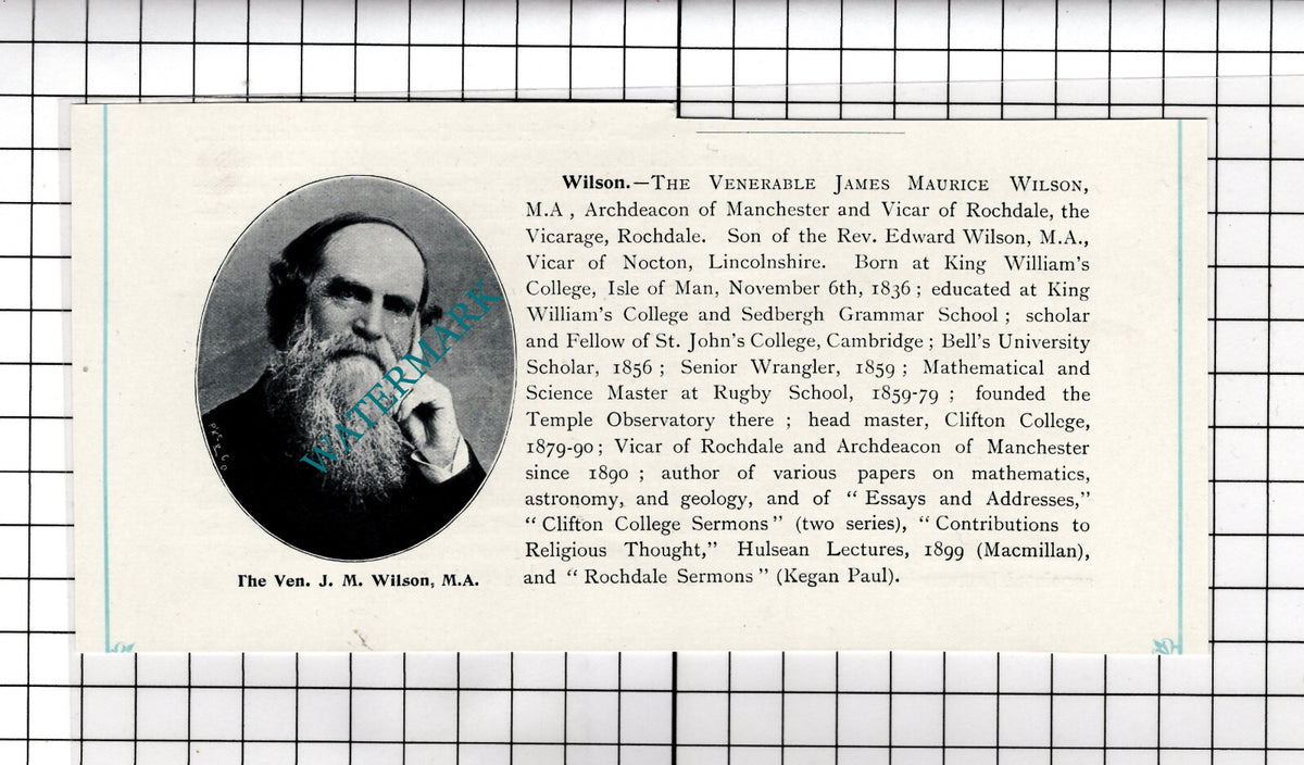 Rev Louis Charles Casartelli / Ven James Maurice Wilson Rochdale c1900 Clipping