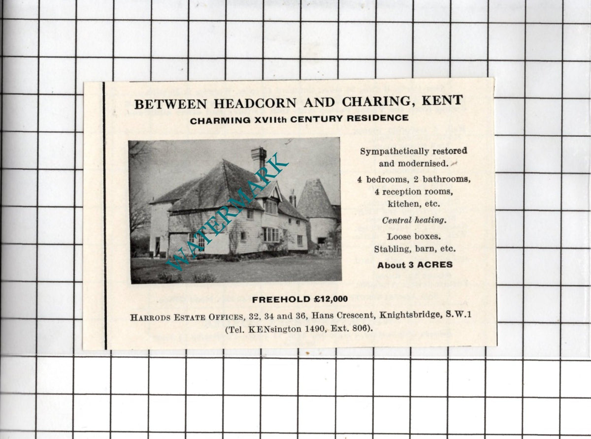 Charing Kent Headcorn - 1967 SMALL House Sale Advert