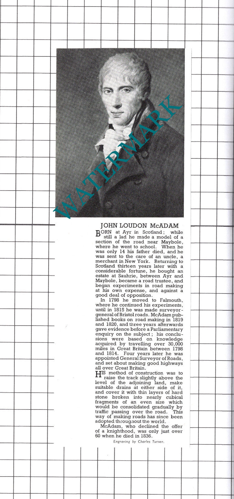 John Loudon McAdam - 1948 Clipping