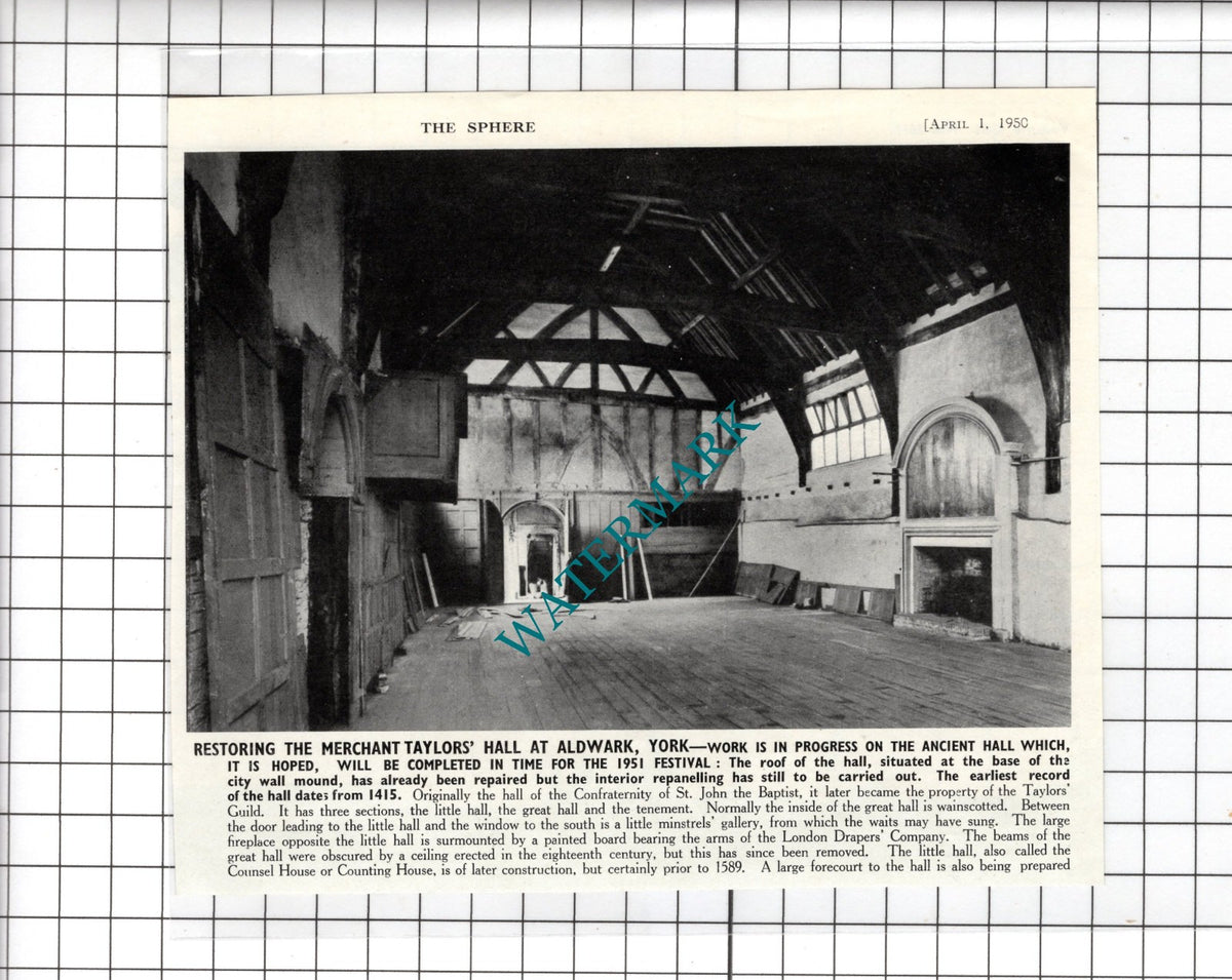 Merchant Taylors Hall Aldwark York - 1950 SMALL Clipping